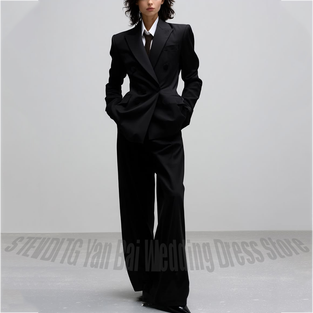 Women Formal Wear Shop - بدلة نسائية كاجوال عصرية سوداء بأكمام