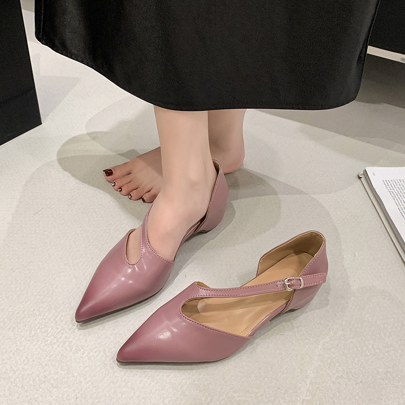 Pump Heel Block - صنادل نسائية فرنسية مدببة الأطراف صيفية