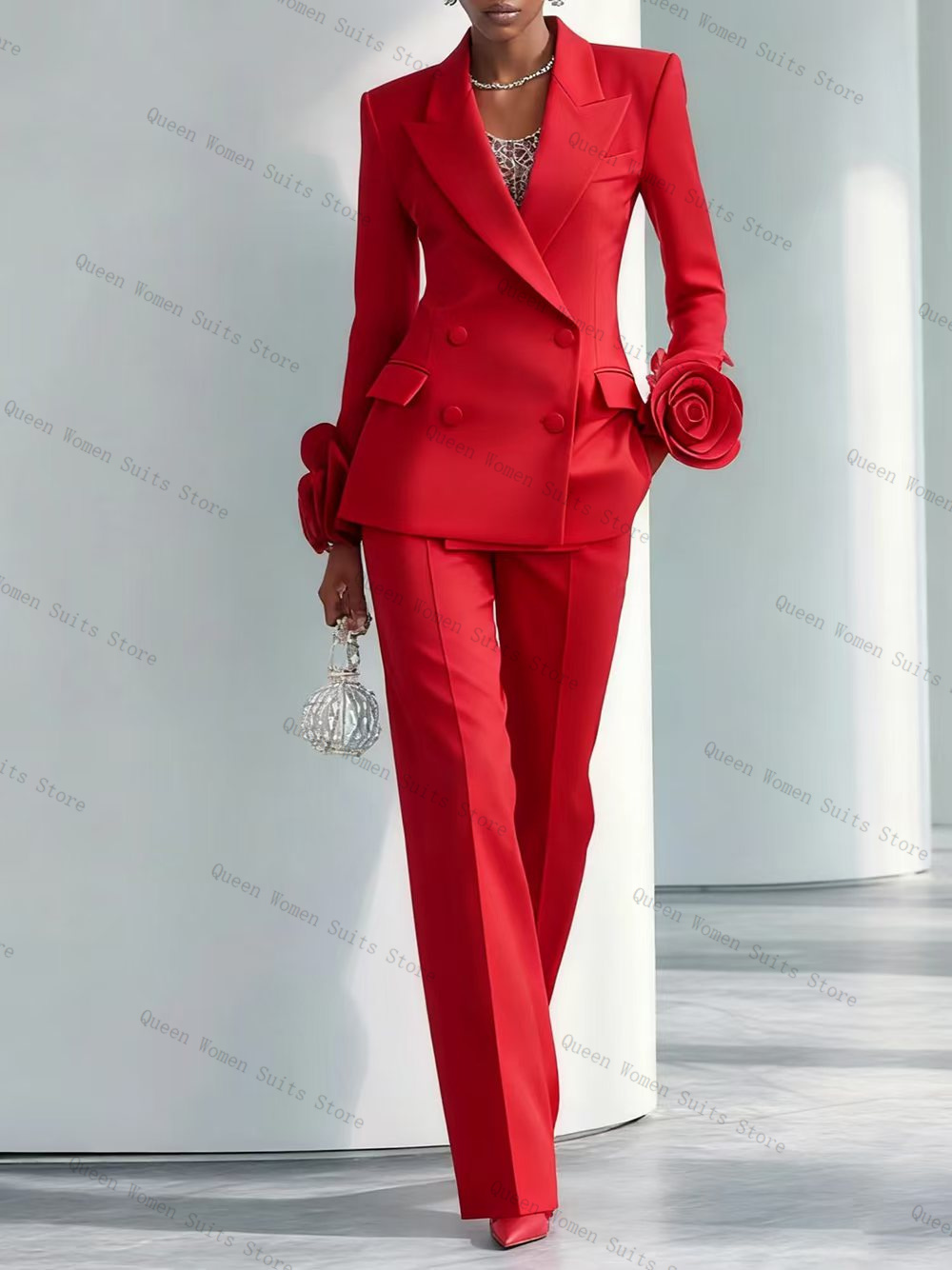 Women Luxury Formal Wear - الفاخرة الأحمر المرأة البدلة مجموعة 2