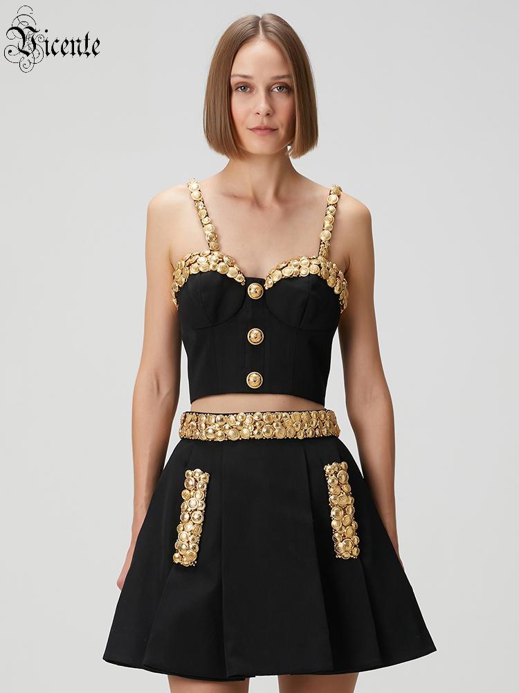 Women Luxury Formal Wear - طقم فستان أسود مكون من قطعتين