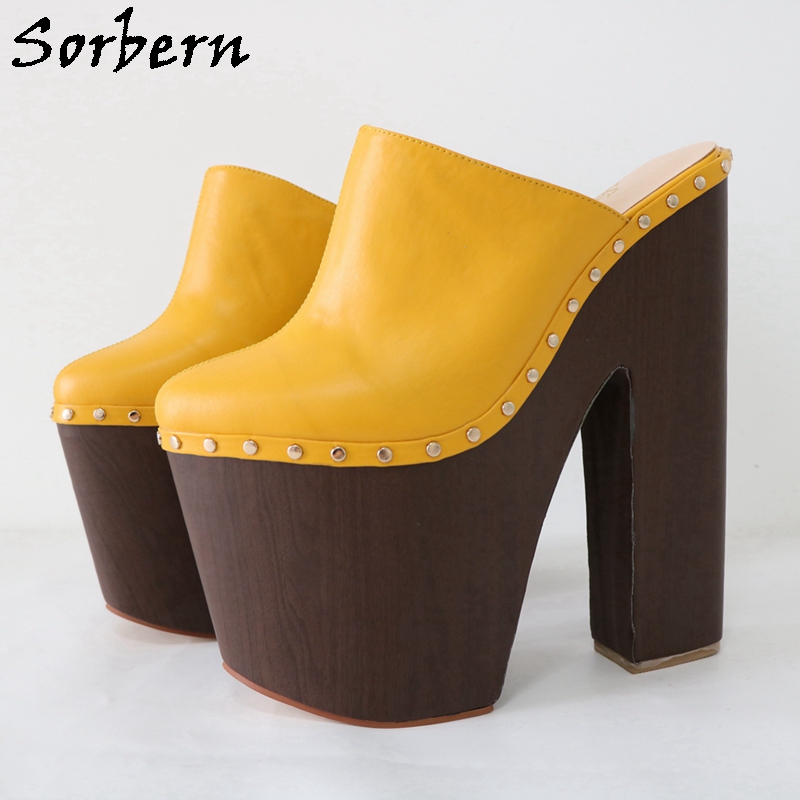 Pump Heel Block - Sorbern الزنجبيل الأصفر حذاء بكعب 24