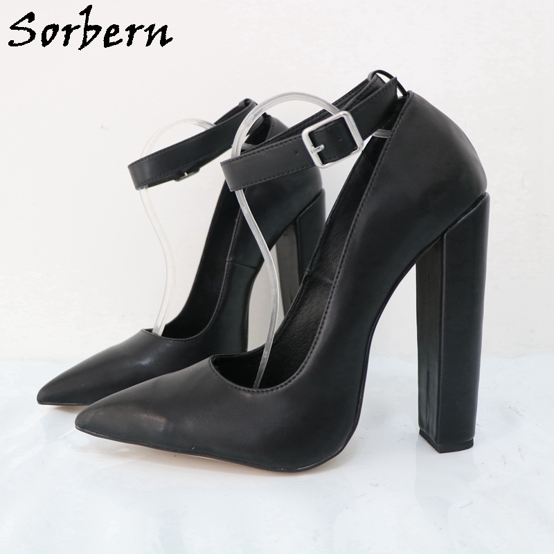 Pump Heel Block - أحذية Sorbern بمقدمة مدببة للنساء ،
