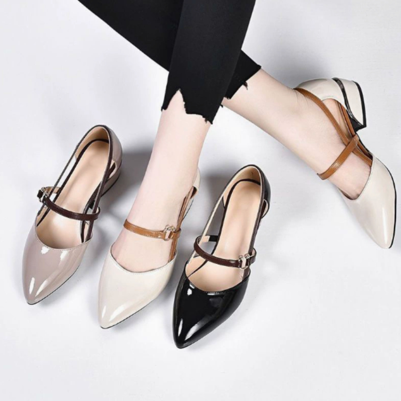 Pump Heel Block - أحذية نسائية بلونين مع كعب مربع