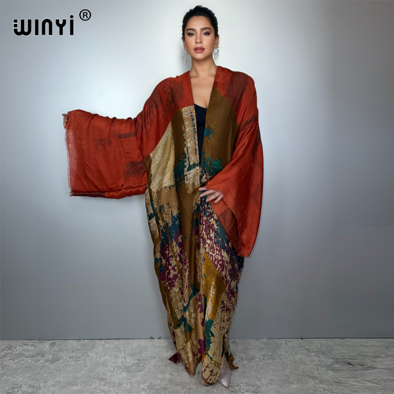 Young Women'S Formal Wear - سترة WINYI كيمونو مطبوعة بالزيت بيكيني