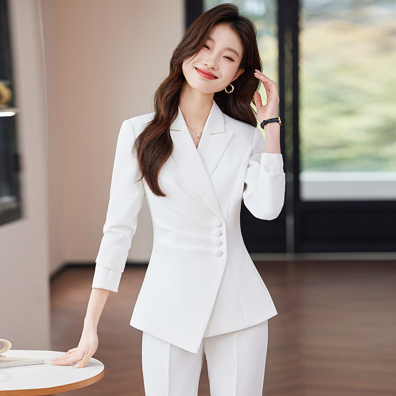 بدلة عمل نسائية بيضاء، ملابس ر - مراجعة Women Formal Wear Business وسعره