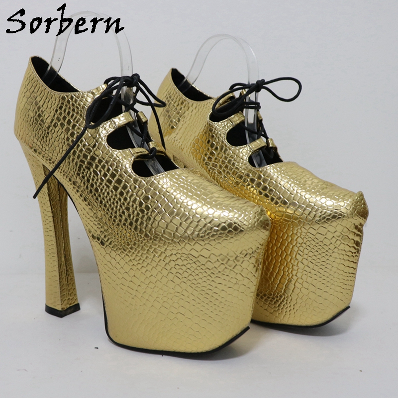 Sorbern الذهب التمساح 20 سنتيم - مراجعة Pump Heel Block وسعره
