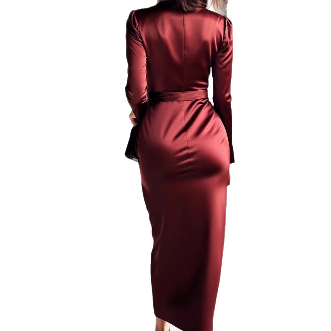فستان خريفي جديد من الساتان بأ - مراجعة Women Formal Wear Trends وسعره