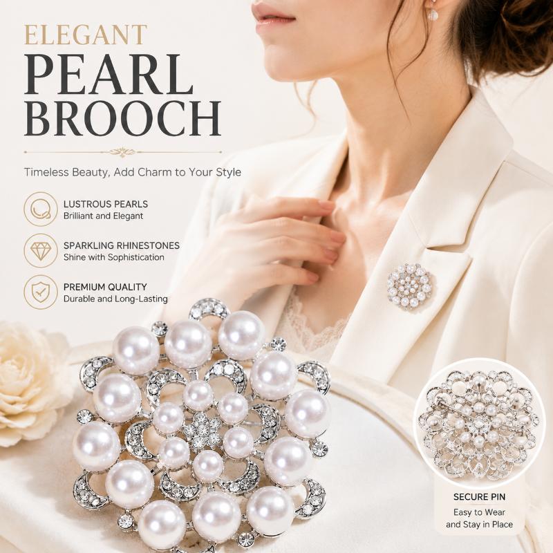 بروش زهرة مزين باللؤلؤ والأحجا - مراجعة Formal Wear Jewelry For Women وسعره