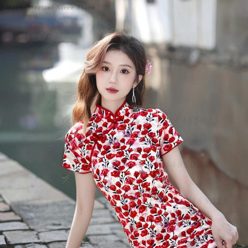 فستان صيفي جديد قصير أحمر بتصم - مراجعة Young Women'S Formal Wear وسعره