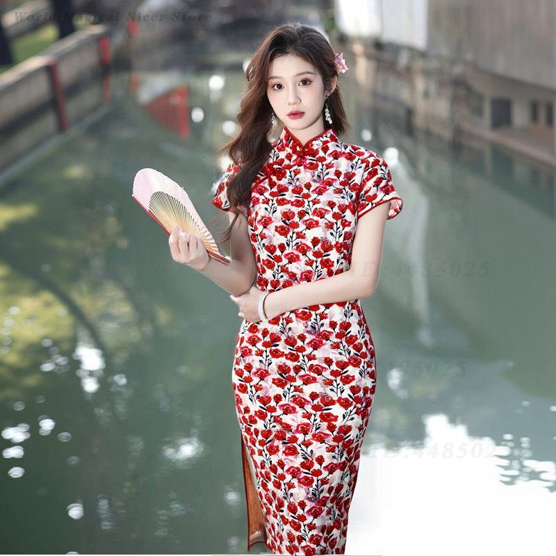 فستان صيفي جديد قصير أحمر بتصم - مراجعة Young Women'S Formal Wear وسعره