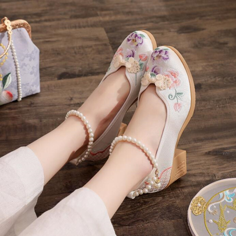 النساء خمر اللؤلؤ الكاحل حزام  - مراجعة Pump Heel Block وسعره