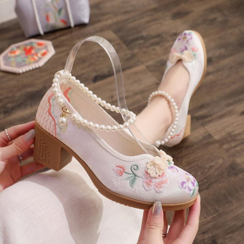 النساء خمر اللؤلؤ الكاحل حزام  - مراجعة Pump Heel Block وسعره