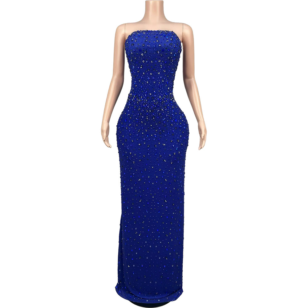فستان سهرة أزرق لامع مرصع بالك - مراجعة Women Luxury Formal Wear وسعره
